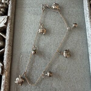 Vintage Silver Elephant & Ball Anklet w/Vintage Silver Heart Ring